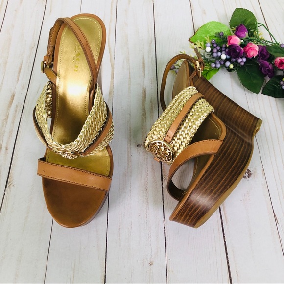 Coach Beatriz Wedge Sandals Size 7 - Picture 2 of 8
